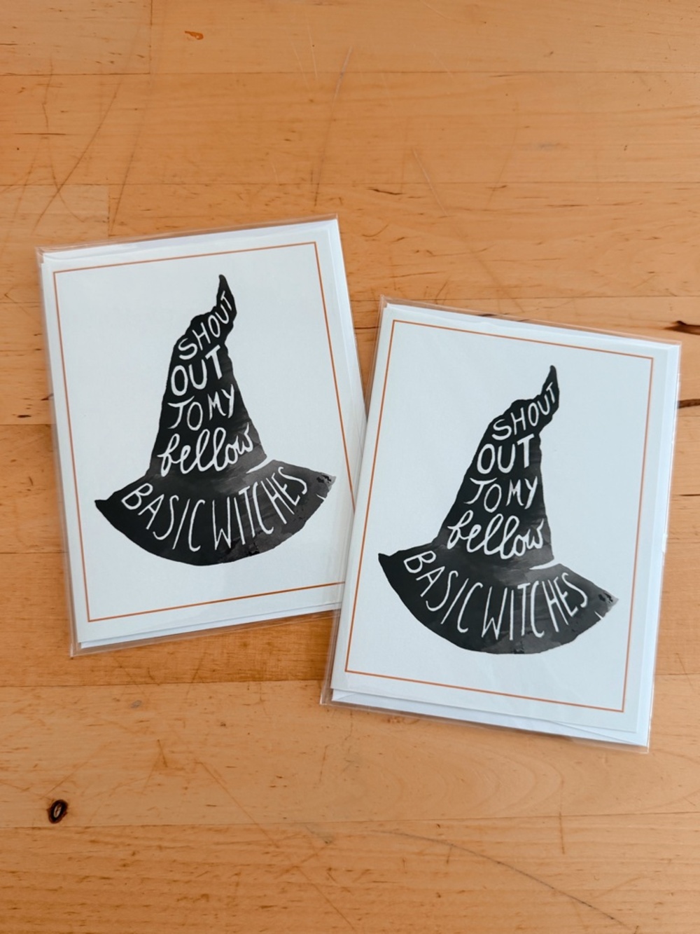 Set of 2 Halloween Greeting Cards - Shout Out to My Fellow Basic Witches